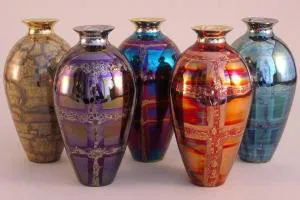 طلا ، پلاتین و رنگهای لوستری جانسون متی چاپ و قلم پخت ۵۵۰ تا ۹۵۰ درجه