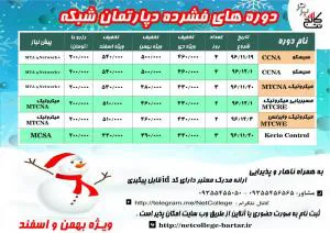 دوره های آموزشی فشرده ویژه زمستان ( بهمن و اسفند )